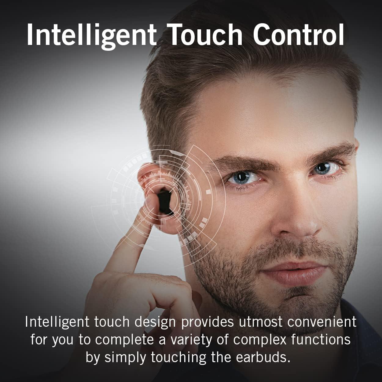 imageNautica T300 True Wireless Earbuds Bluetooth v50 TWS inEar Earphones with Builtin Mic Wireless Bluetooth Earbuds MicroUSB Charging Case Touch Control Ergonomic Design SweatProof Off White
