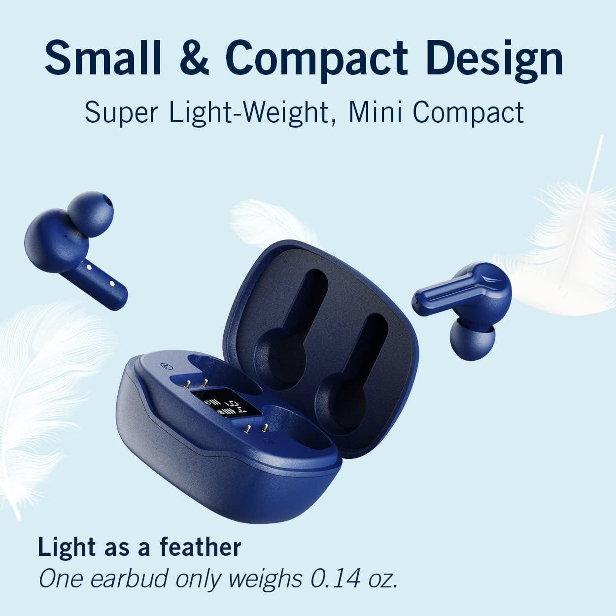 imageNautica T400 True Wireless Earbuds Bluetooth v51 TWS inEar Earphones with Builtin Mic Wireless Bluetooth Earbuds with Charging case Touch Control Ergonomic Design SweatProof USBC Navy
