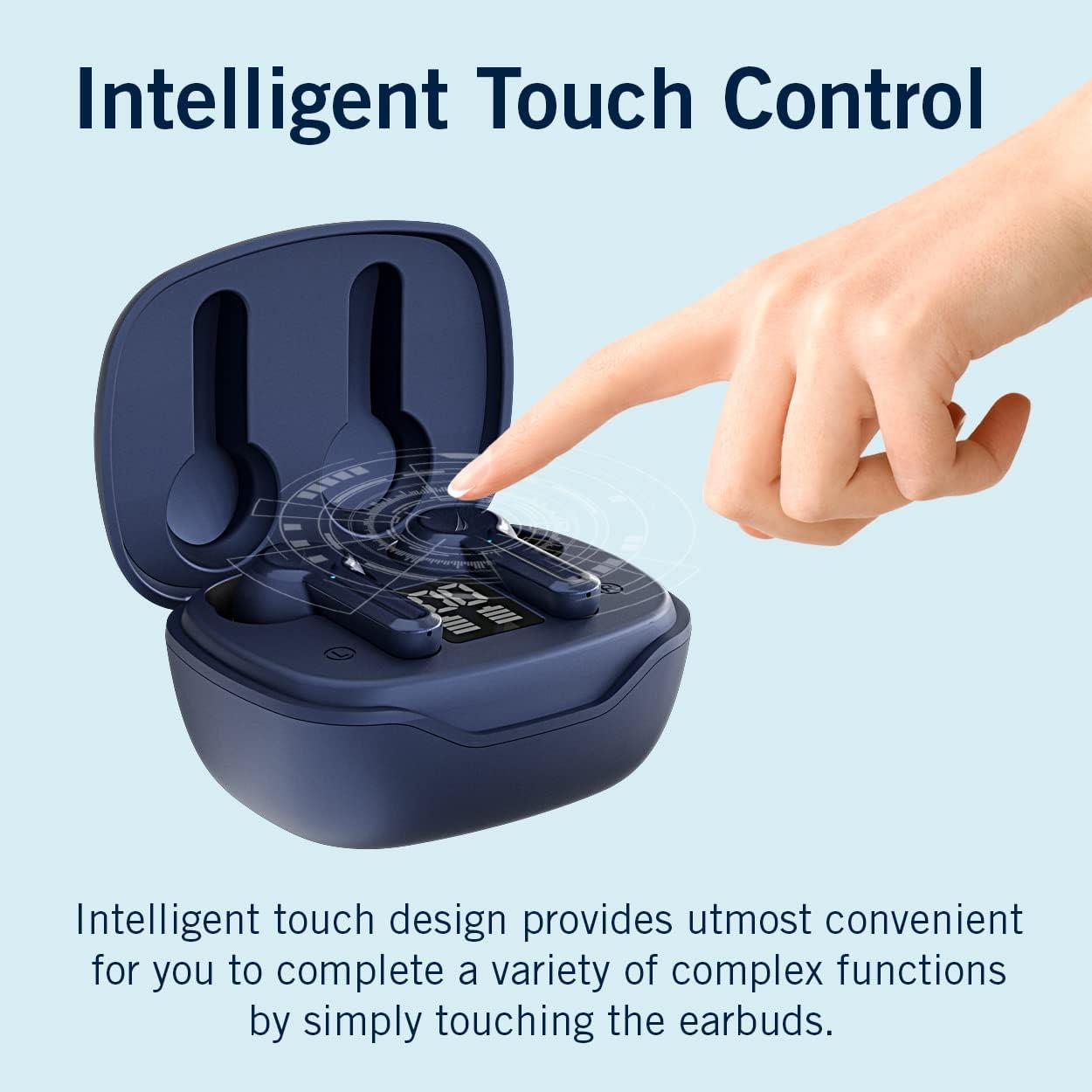 imageNautica T400 True Wireless Earbuds Bluetooth v51 TWS inEar Earphones with Builtin Mic Wireless Bluetooth Earbuds with Charging case Touch Control Ergonomic Design SweatProof USBC Navy
