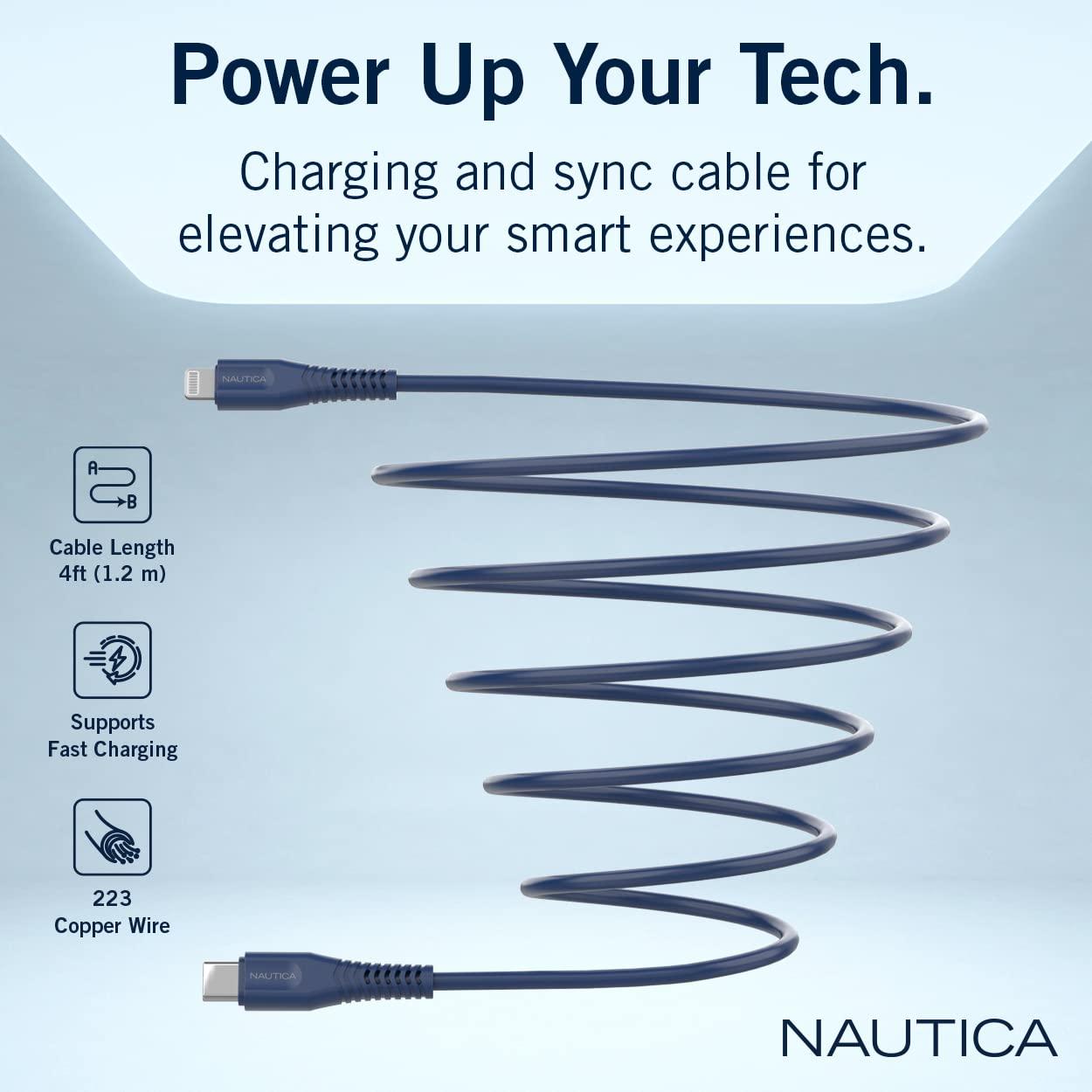 imageNautica USB C to Lightning Cable Type C to Lightning Cable USB C Charger MFi Verified Fast Charger Charging Cord Compatible with iPhone 1312 Pro Max11XXSXR iPad AirPod 4 Ft NavyNavy