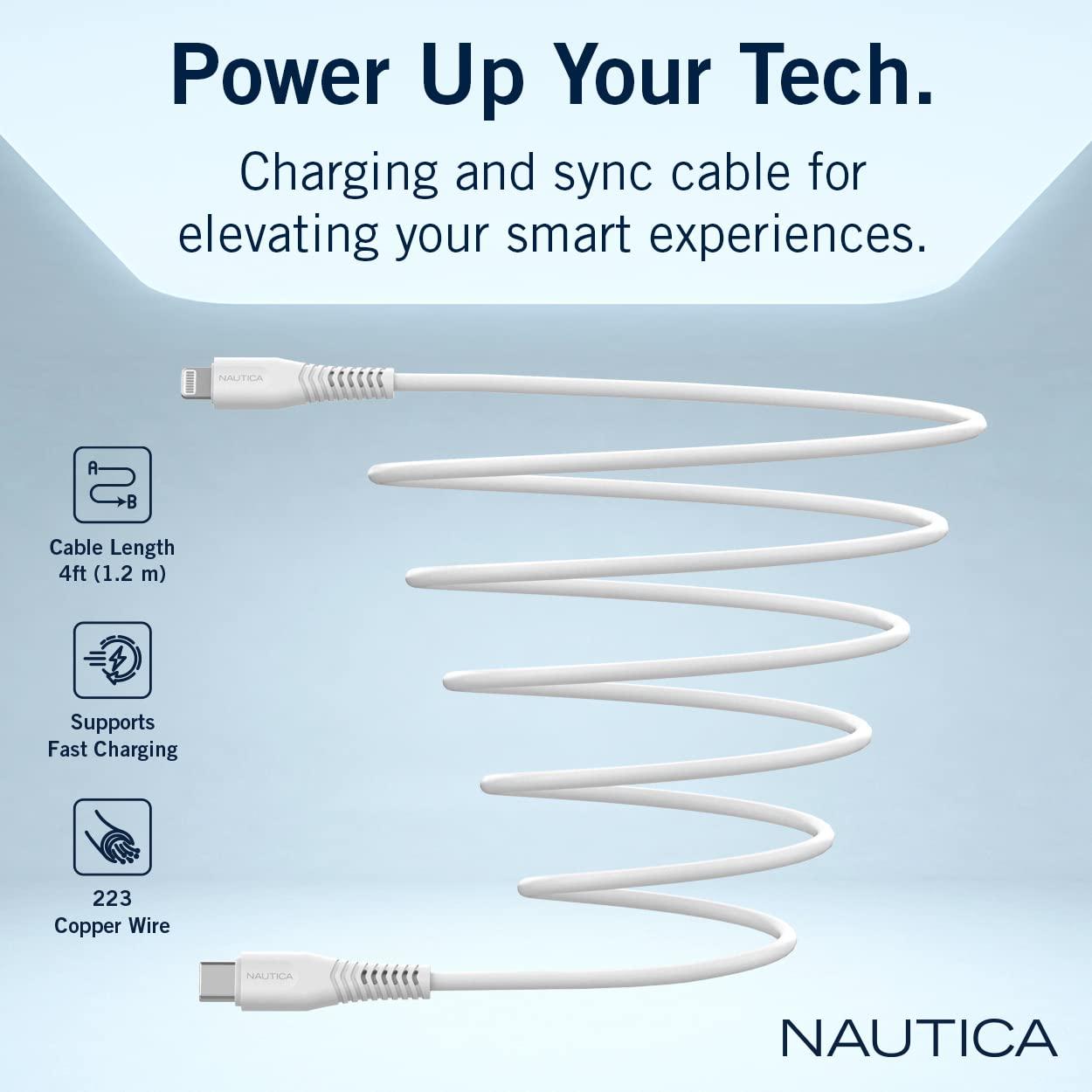 imageNautica USB C to Lightning Cable Type C to Lightning Cable USB C Charger MFi Verified Fast Charger Charging Cord Compatible with iPhone 1312 Pro Max11XXSXR iPad AirPod 4 Ft NavyWhite