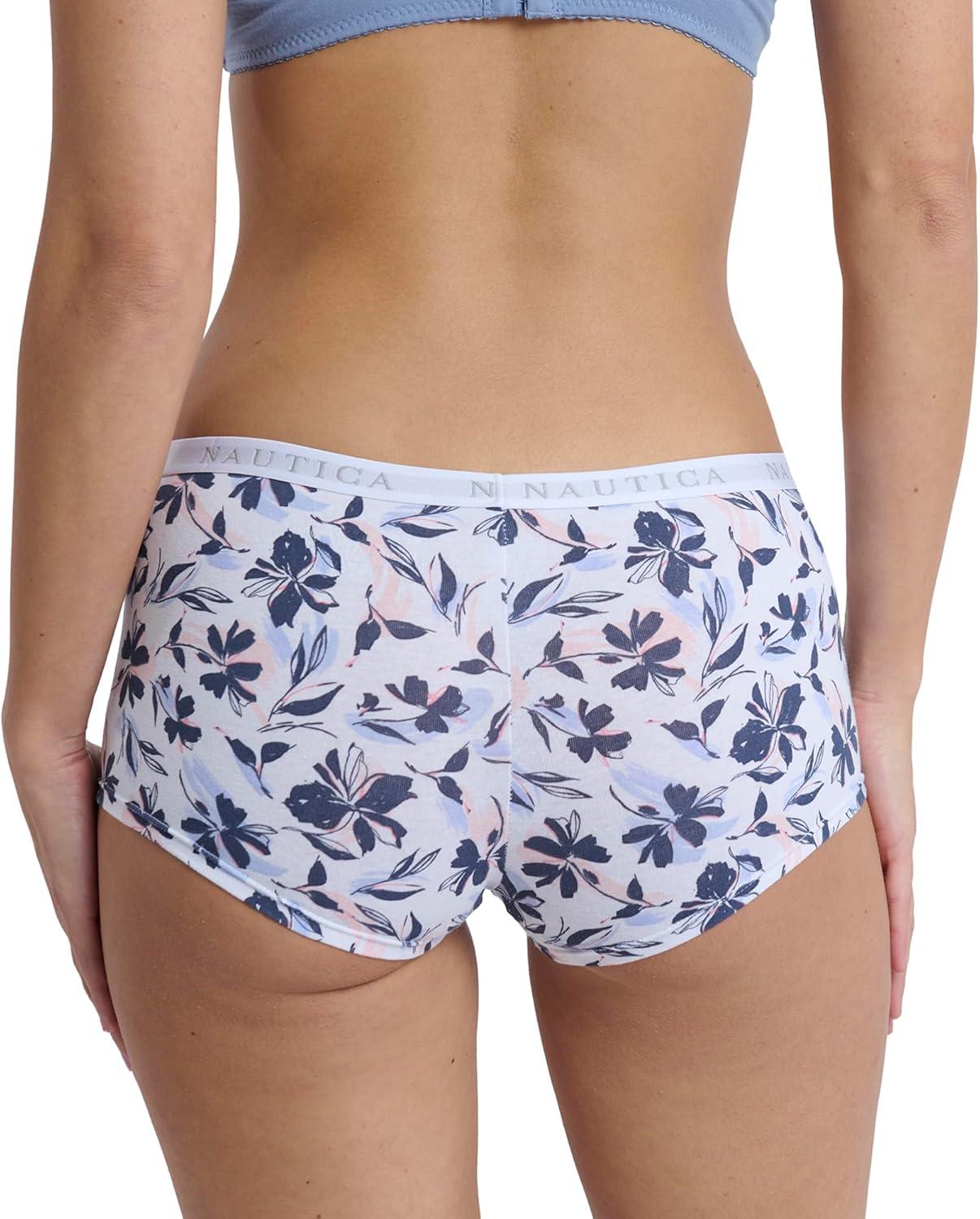 imageNautica Womens Cotton Boyshort Underwear Set 5PackCoastal PeriLt Bleach HeatherStingraySummer RoseNew Ink Floral