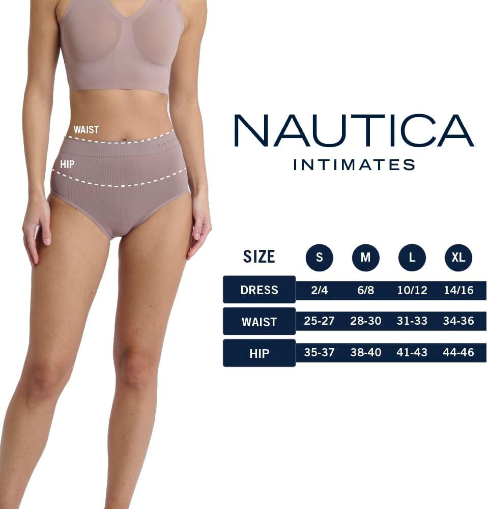 imageNautica Womens Seamless Ribbed Knit Brief Underwear Set 5PackBlackFairPale SageWhiteLight Mocha