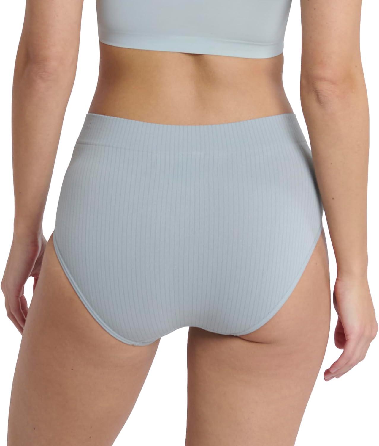 imageNautica Womens Seamless Ribbed Knit Brief Underwear Set 5PackBlackFairPale SageWhiteLight Mocha