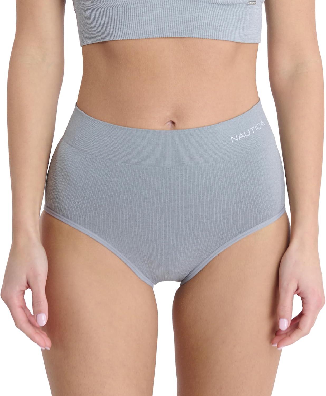 imageNautica Womens Seamless Ribbed Knit Brief Underwear Set 5PackCloudy WatersFawnPearl MistMd Heather GreyNavy Beats