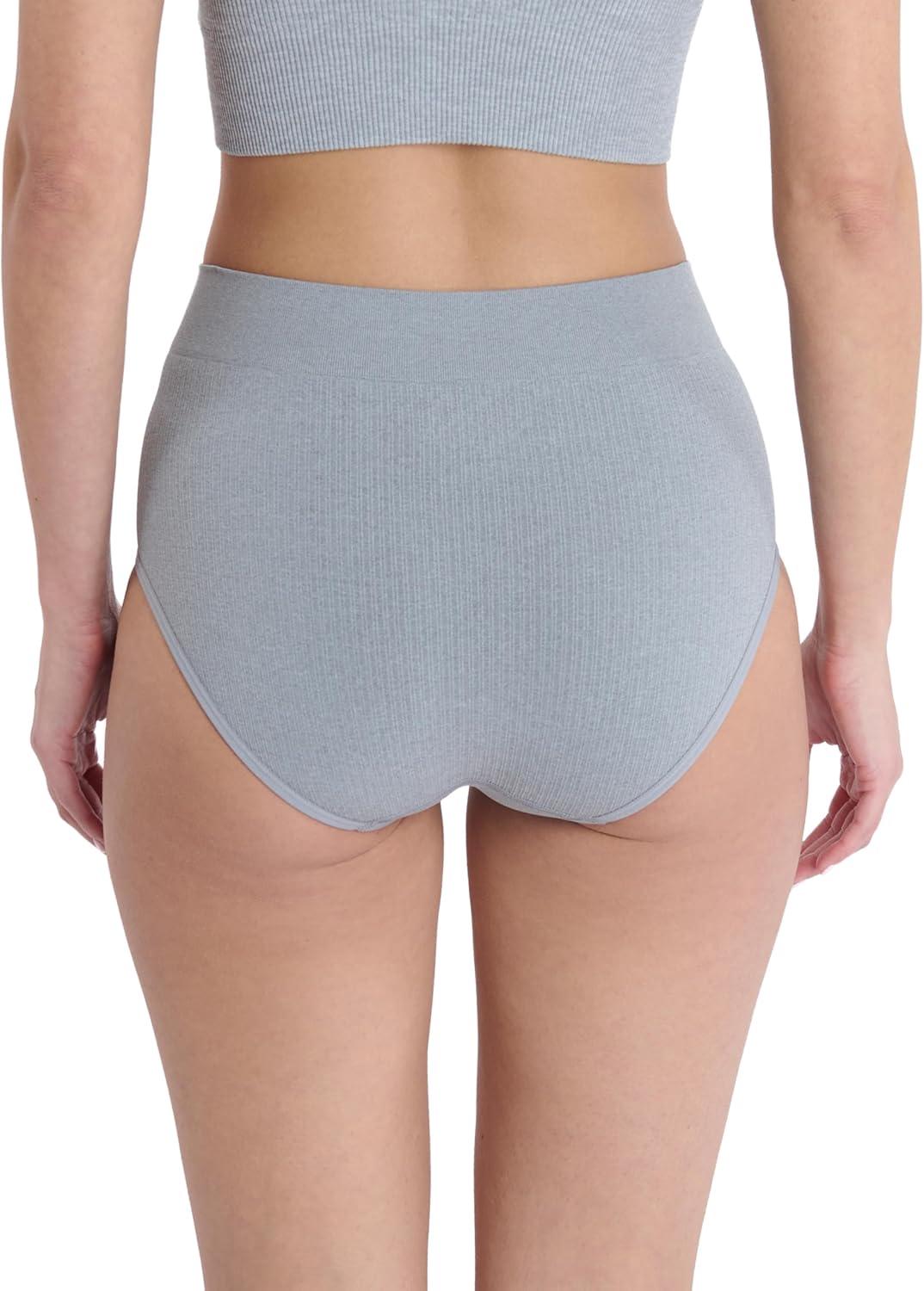 imageNautica Womens Seamless Ribbed Knit Brief Underwear Set 5PackCloudy WatersFawnPearl MistMd Heather GreyNavy Beats