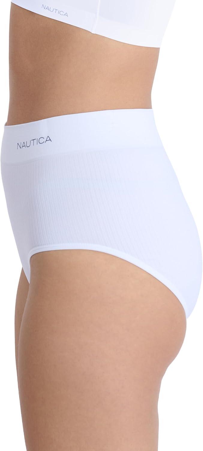 imageNautica Womens Seamless Ribbed Knit Brief Underwear Set 5PackNocturnal NavyWhiteSoft TaupeBlushed IceMd Heather Grey