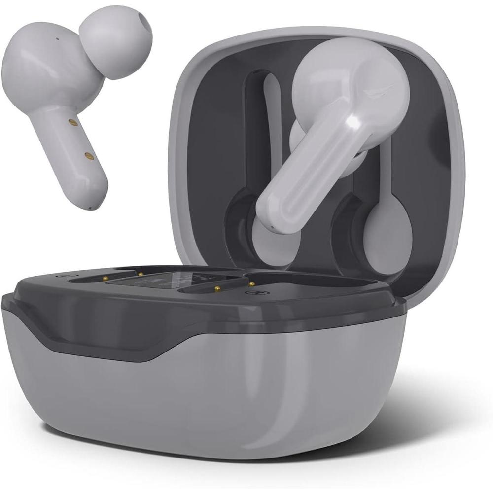 imageNautica T400 True Wireless Earbuds Bluetooth v51 TWS inEar Earphones with Builtin Mic Wireless Bluetooth Earbuds with Charging case Touch Control Ergonomic Design SweatProof USBC Gray