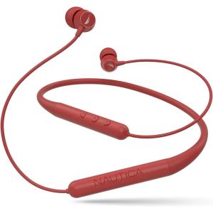 Nautica B310 Sport Wireless Bluetooth Earphones with Type-C Charging Cable, Neckband Earphones Magnetic Earbuds, Bluetooth v5.0 Earphones High Volume Levels, Flexibility, Portable Sweat Proof (RED)