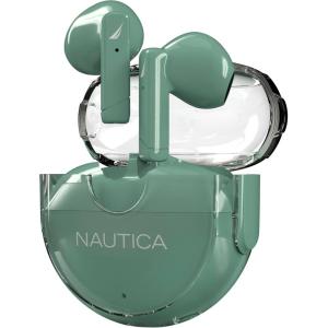 Nautica Bluetooth Earbuds, Wireless Connection, 6 Hours Playtime, Bluetooth 5.1, Hands-Free Stereo Calls, Fast Auto Pair, IPX5 Splashproof, Lightweight Transparent Design for iOS, Android (White)(Green)