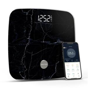 Nautica Body Tracker Digital Bathroom Scale, Bluetooth-Enabled Smart Scale with BMI, Body Fat, Muscle Mass Tracking & More, Syncs with Smartphone App for Body Composition Tracking, 396 Lbs.(Black Stone)