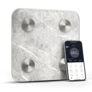 Nautica Body Tracker Digital Bathroom Scale, Bluetooth-Enabled Smart Scale with BMI, Body Fat, Muscle Mass Tracking & More, Syncs with Smartphone App for Body Composition Tracking, 396 Lbs.(Travertine Stone)