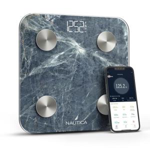 Nautica Body Tracker Digital Bathroom Scale, Bluetooth-Enabled Smart Scale with BMI, Body Fat, Muscle Mass Tracking & More, Syncs with Smartphone App for Body Composition Tracking, 396 Lbs.(Aqua Stone)