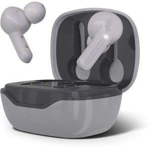 Nautica T400 True Wireless Earbuds, Bluetooth v5.1 TWS in-Ear Earphones with Built-in Mic, Wireless Bluetooth Earbuds with Charging case Touch Control, Ergonomic Design Sweat-Proof USB-C (Gray)