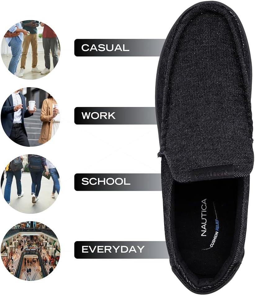 imageNautica Mens SlipOn Loafers Casual Moc Toe Sneakers Boat Shoes Slipper for Men Lightweight amp Comfortable DerwinBlack Denim