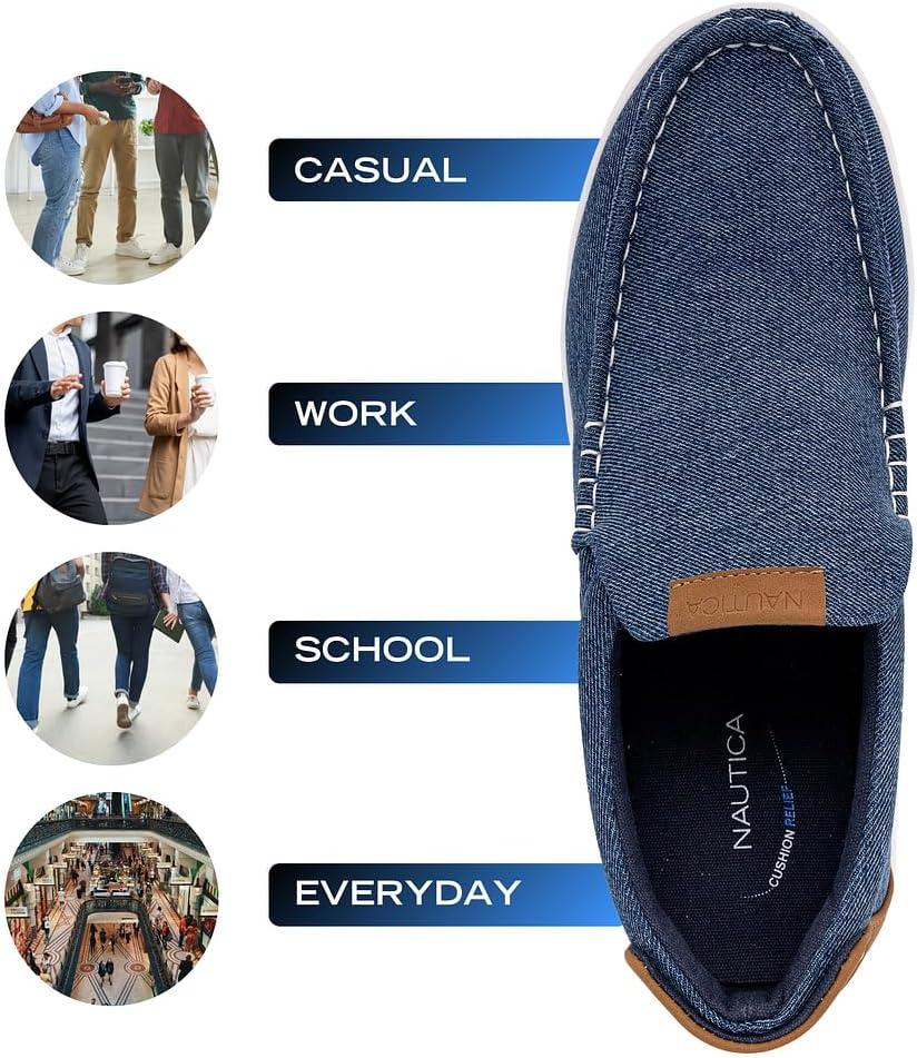 imageNautica Mens SlipOn Loafers Casual Moc Toe Sneakers Boat Shoes Slipper for Men Lightweight amp Comfortable DerwinBlue Denim