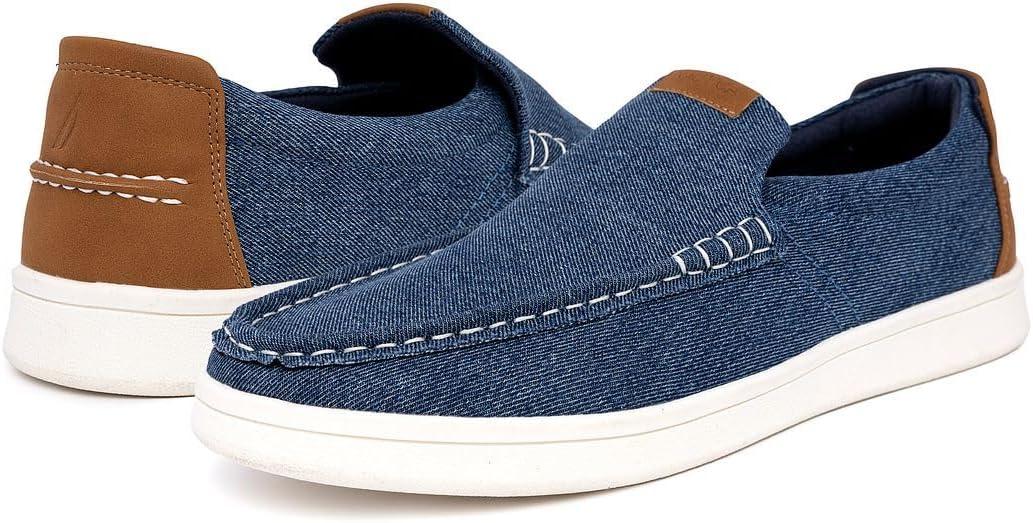 imageNautica Mens SlipOn Loafers Casual Moc Toe Sneakers Boat Shoes Slipper for Men Lightweight amp Comfortable DerwinBlue Denim