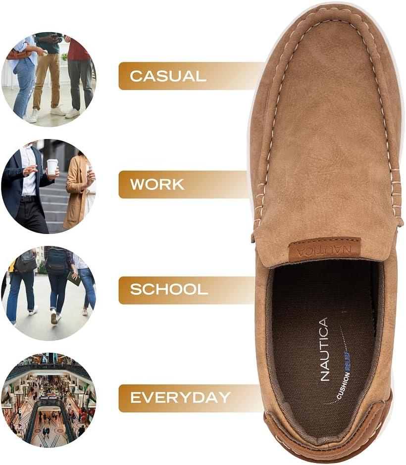 imageNautica Mens SlipOn Loafers Casual Moc Toe Sneakers Boat Shoes Slipper for Men Lightweight amp Comfortable DerwinTan Smooth