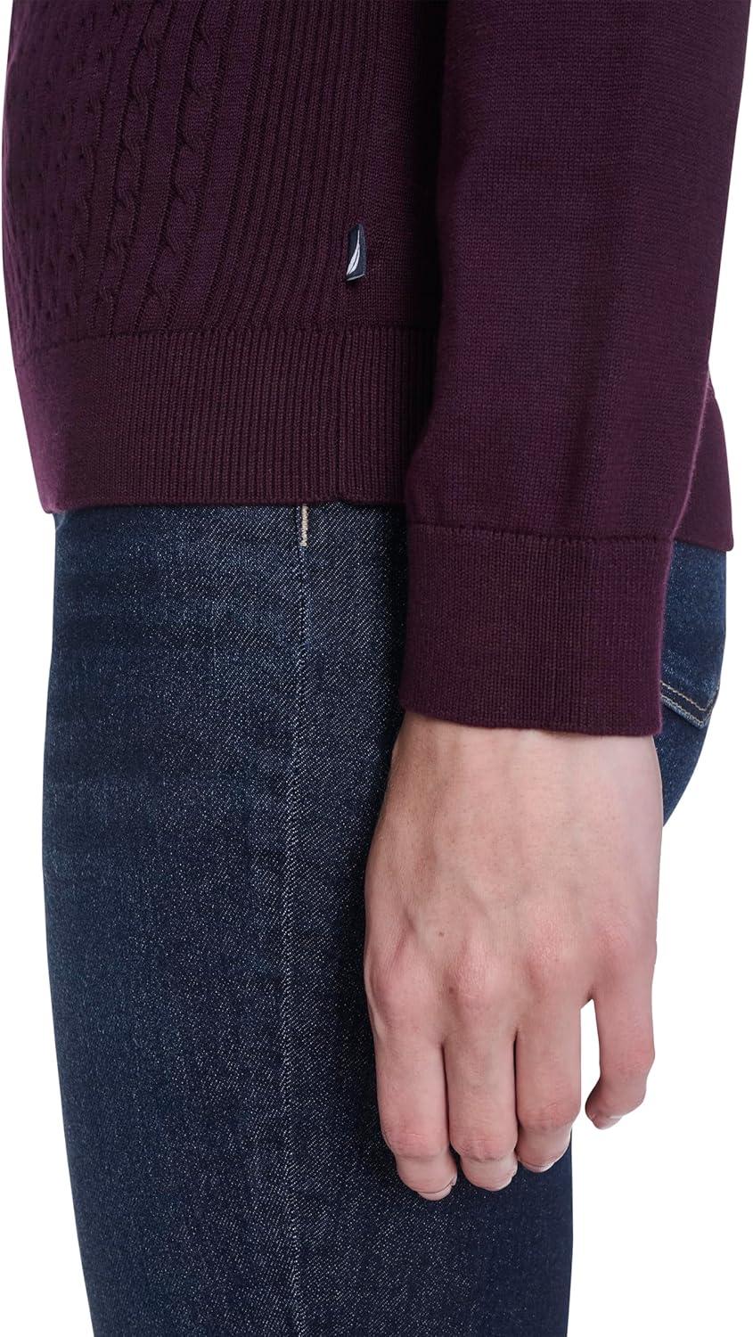 imageNautica Womens 14 Zip Mockneck Cable SweaterAubergine