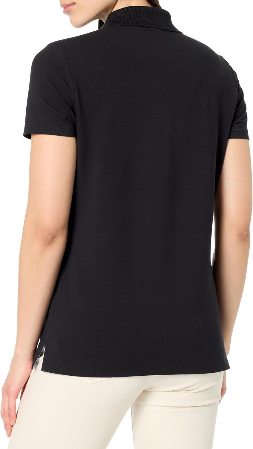 imageNautica Womens 5Button Short Sleeve Breathable 100 Cotton Polo ShirtBlack
