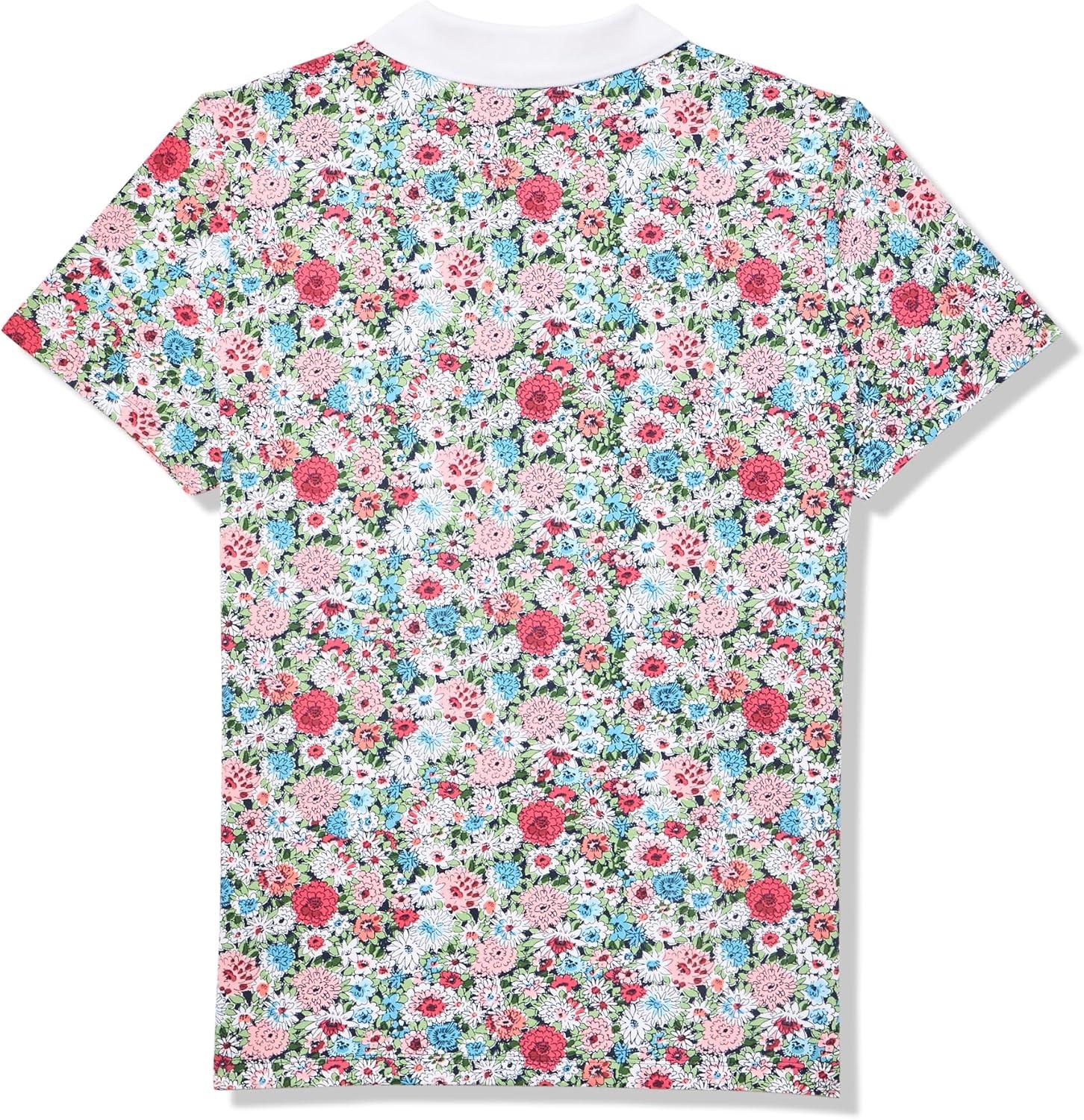 imageNautica Womens 5Button Short Sleeve Breathable 100 Cotton Polo ShirtBloom Multi