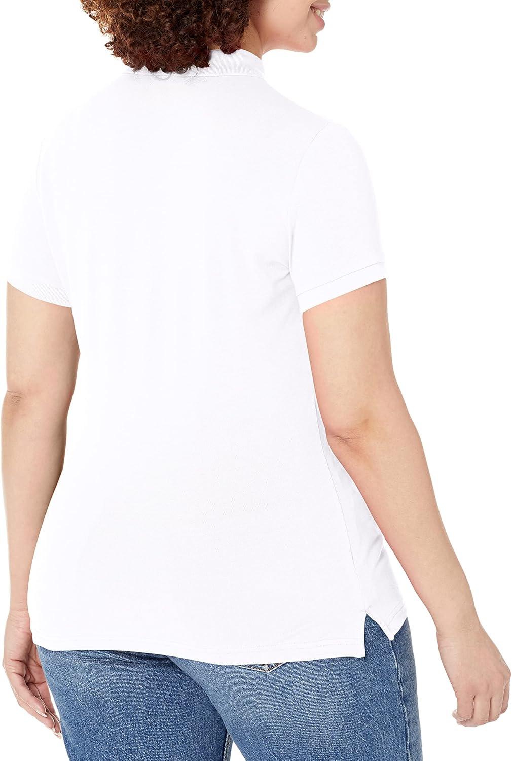 imageNautica Womens 5Button Short Sleeve Breathable 100 Cotton Polo ShirtBright White