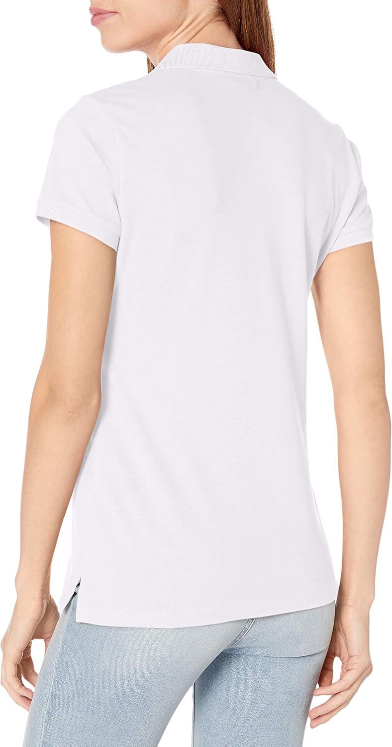 imageNautica Womens 5Button Short Sleeve Breathable 100 Cotton Polo ShirtBright White