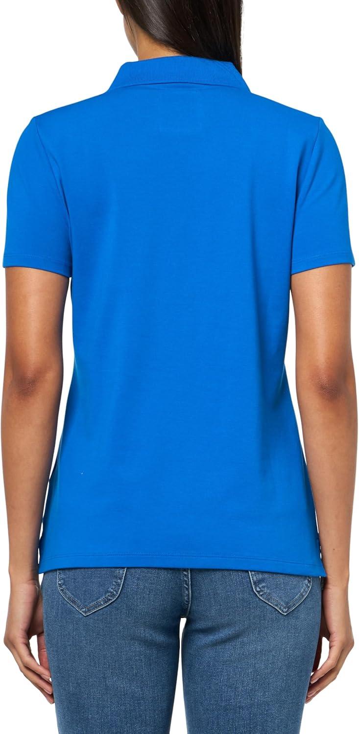 imageNautica Womens 5Button Short Sleeve Breathable 100 Cotton Polo ShirtCerulean