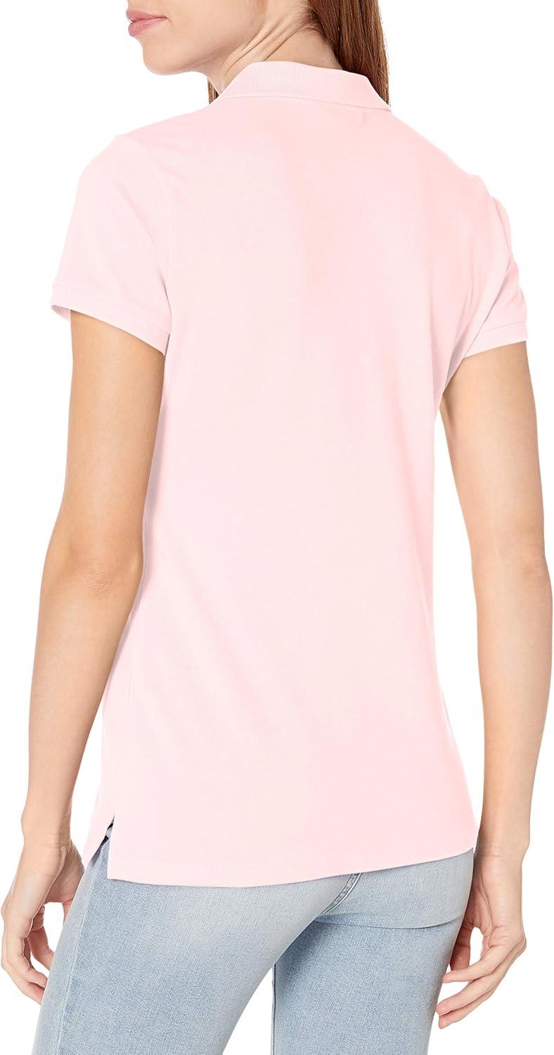 imageNautica Womens 5Button Short Sleeve Breathable 100 Cotton Polo ShirtCradle Pink