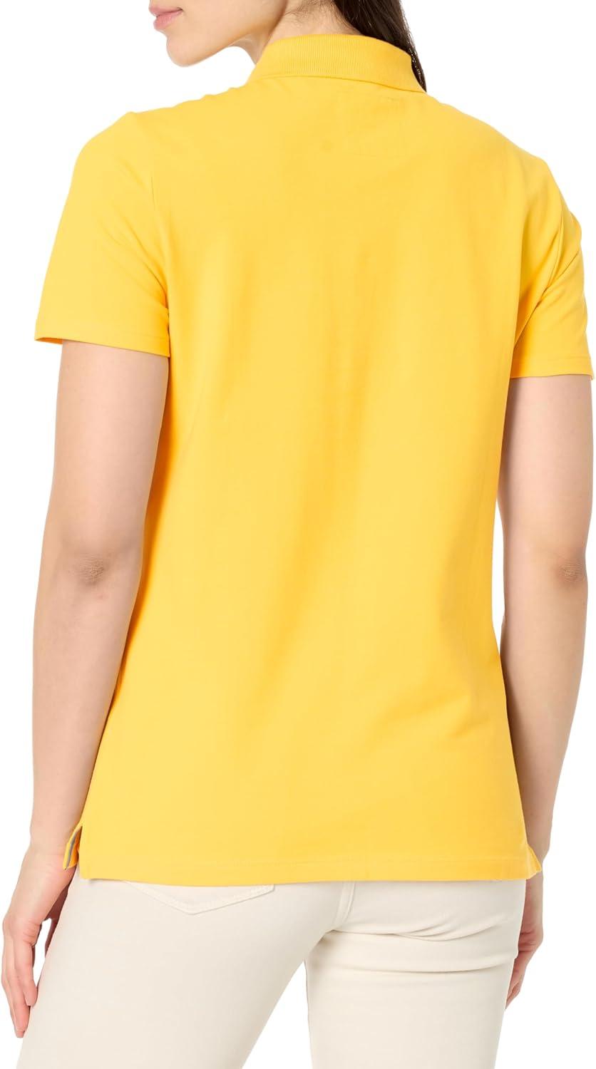 imageNautica Womens 5Button Short Sleeve Breathable 100 Cotton Polo ShirtDaffodil