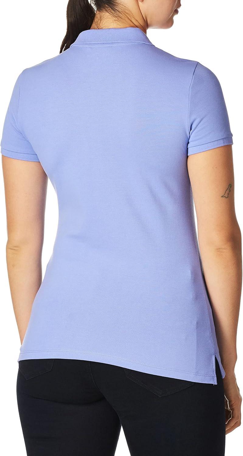 imageNautica Womens 5Button Short Sleeve Breathable 100 Cotton Polo ShirtDeep Peri