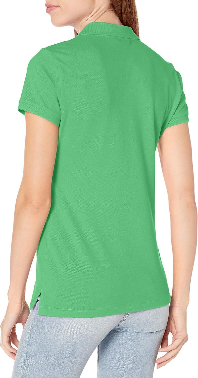 imageNautica Womens 5Button Short Sleeve Breathable 100 Cotton Polo ShirtLeaf Green