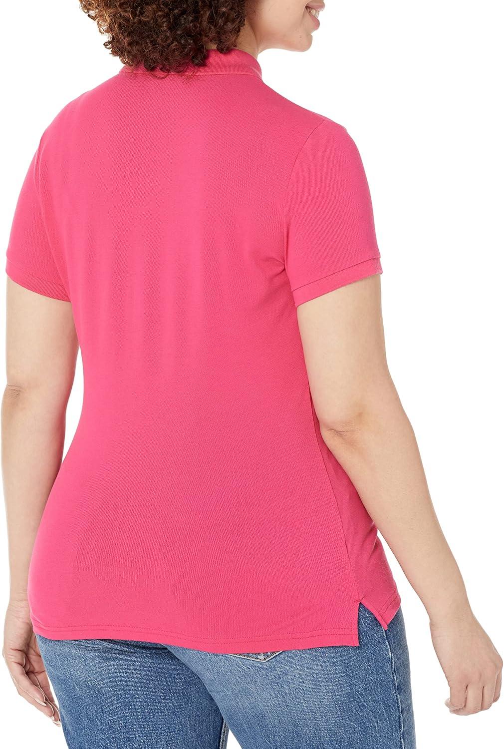 imageNautica Womens 5Button Short Sleeve Breathable 100 Cotton Polo ShirtLeis Pink