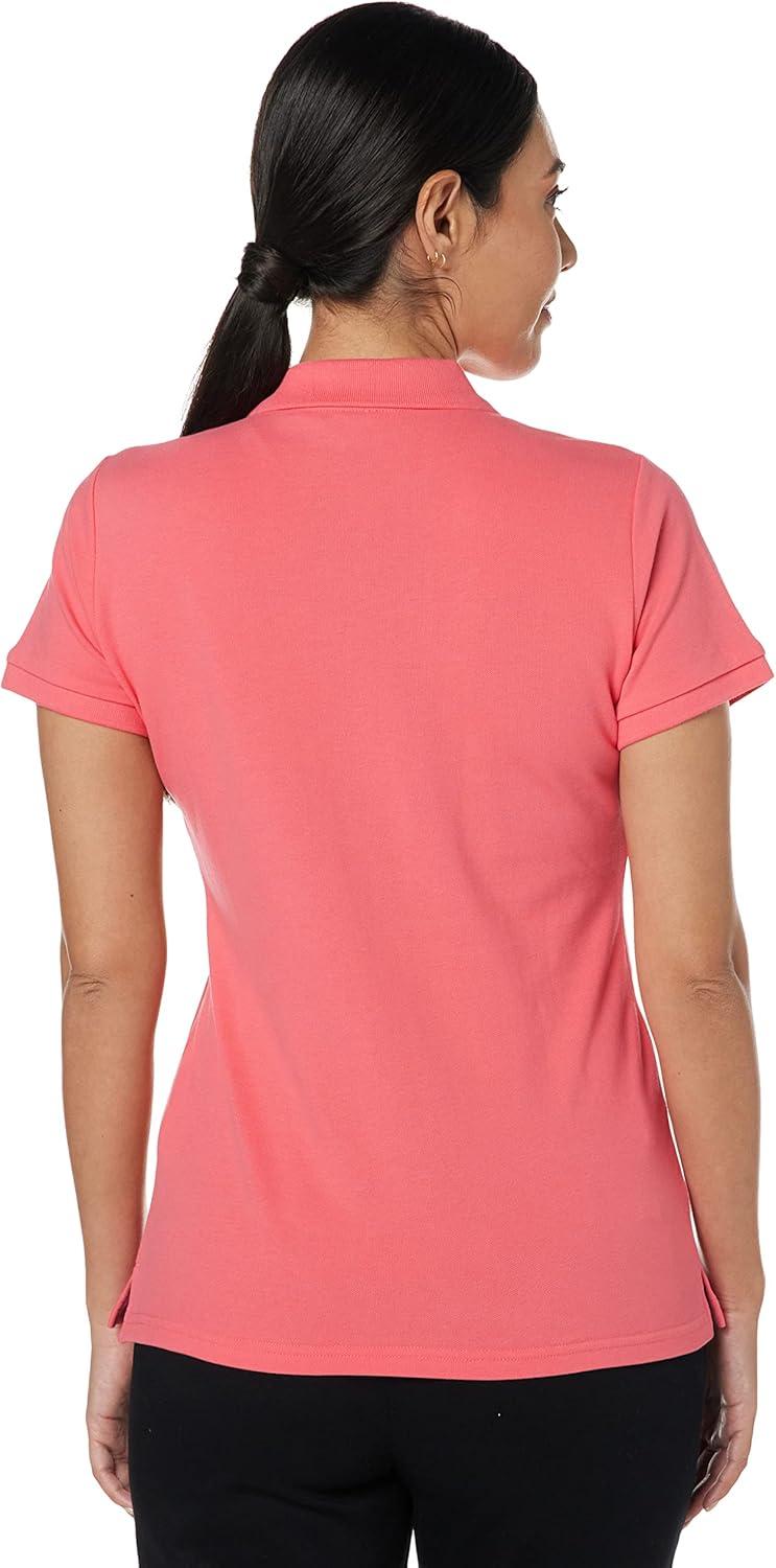imageNautica Womens 5Button Short Sleeve Breathable 100 Cotton Polo ShirtMelon Pink