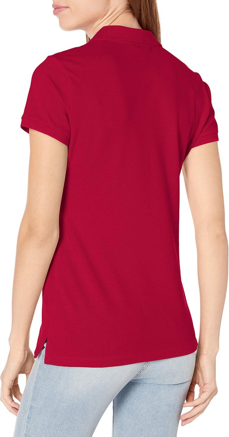 imageNautica Womens 5Button Short Sleeve Breathable 100 Cotton Polo ShirtNautica Red