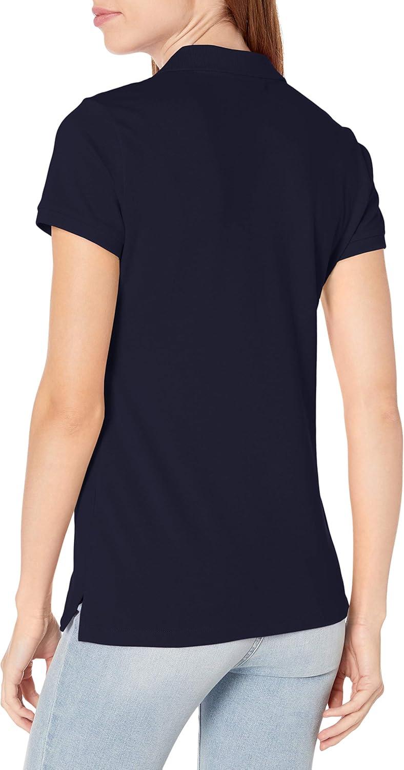 imageNautica Womens 5Button Short Sleeve Breathable 100 Cotton Polo ShirtNavy