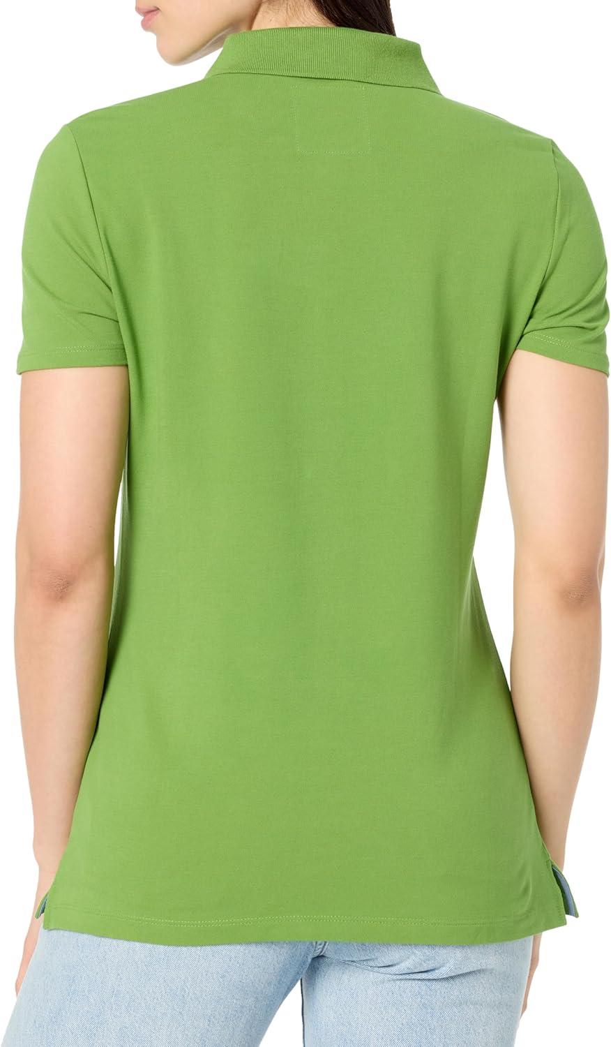 imageNautica Womens 5Button Short Sleeve Breathable 100 Cotton Polo ShirtSalted Lime