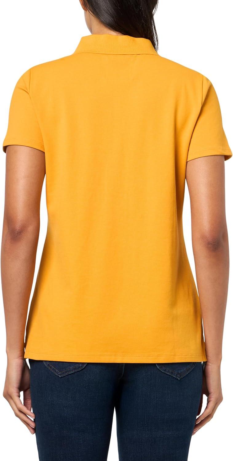 imageNautica Womens 5Button Short Sleeve Breathable 100 Cotton Polo ShirtSunflower