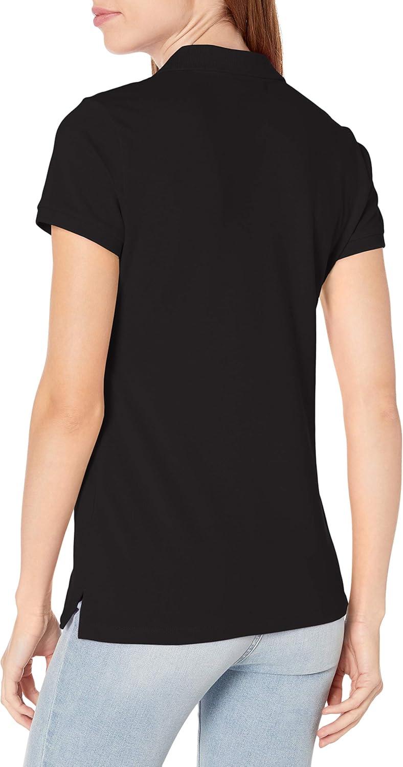 imageNautica Womens 5Button Short Sleeve Breathable 100 Cotton Polo ShirtTrue Black