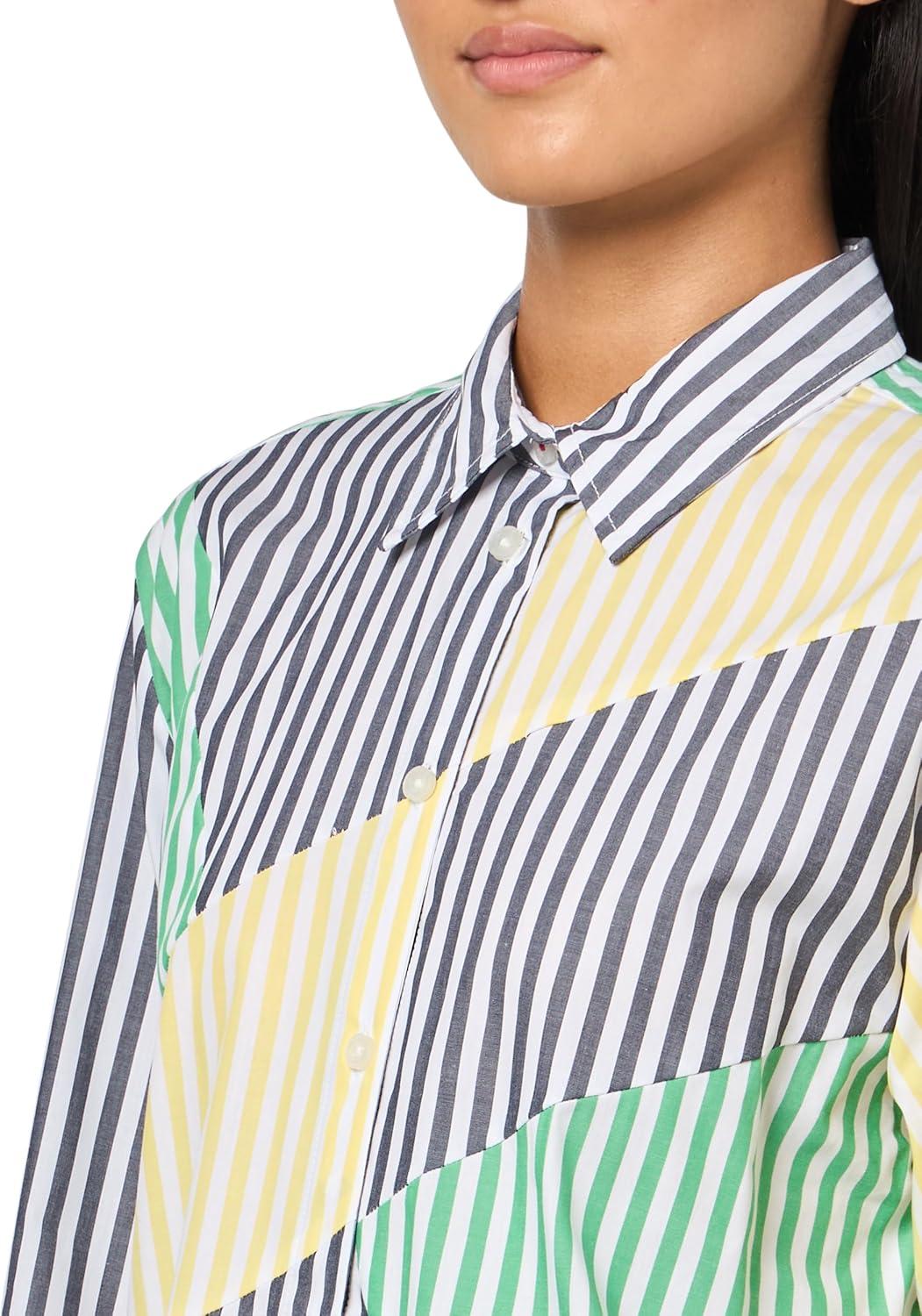 imageNautica Womens Button Down Stripe Long Sleeve Printed Button Up ShirtNight Sky Multi