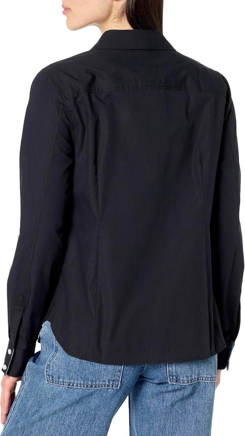 imageNautica Womens Button Front Long Sleeve Roll Tab ShirtBlack
