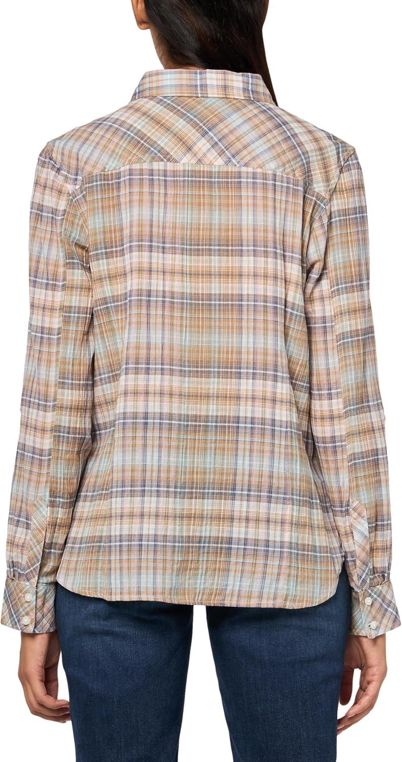 imageNautica Womens Button Front Long Sleeve Roll Tab ShirtBridal Rose Multi