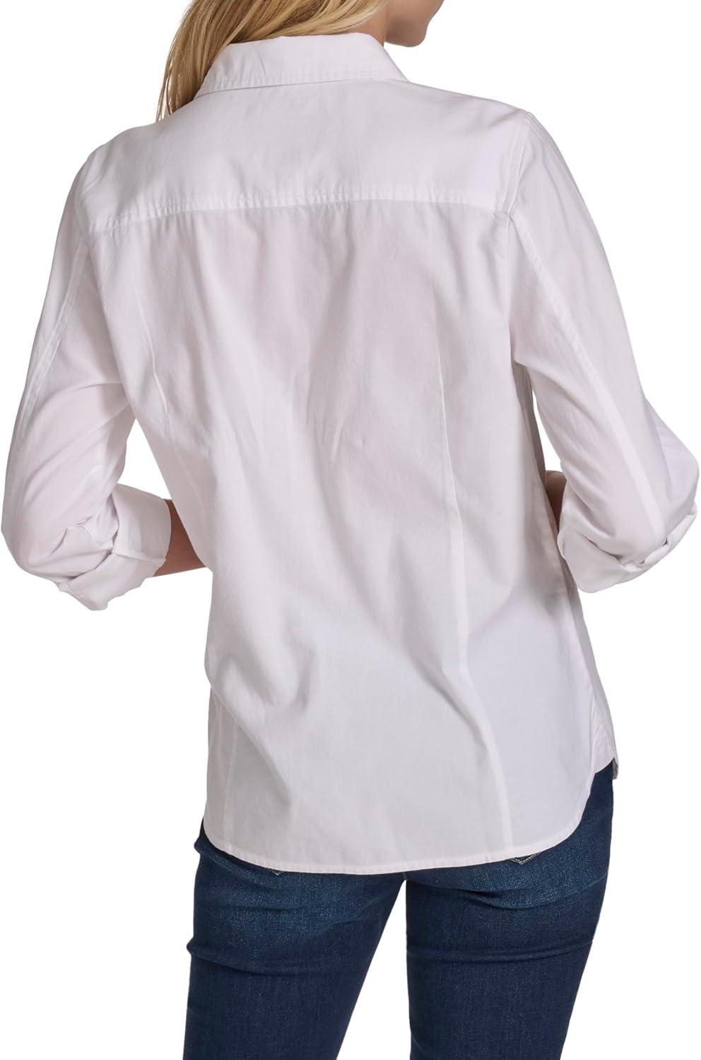 imageNautica Womens Button Front Long Sleeve Roll Tab ShirtConfetti
