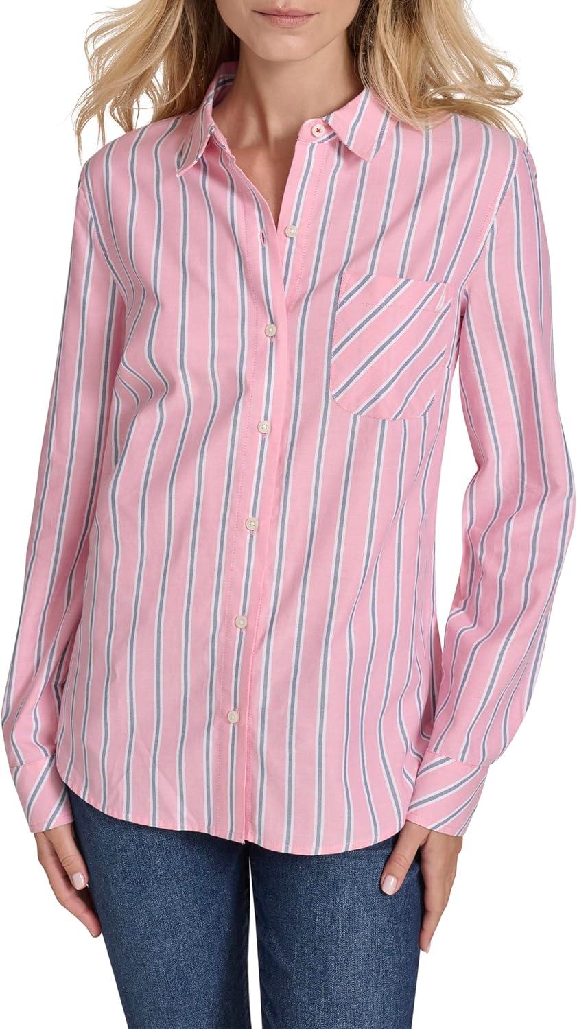 imageNautica Womens Button Front Long Sleeve Roll Tab ShirtConfetti Multi