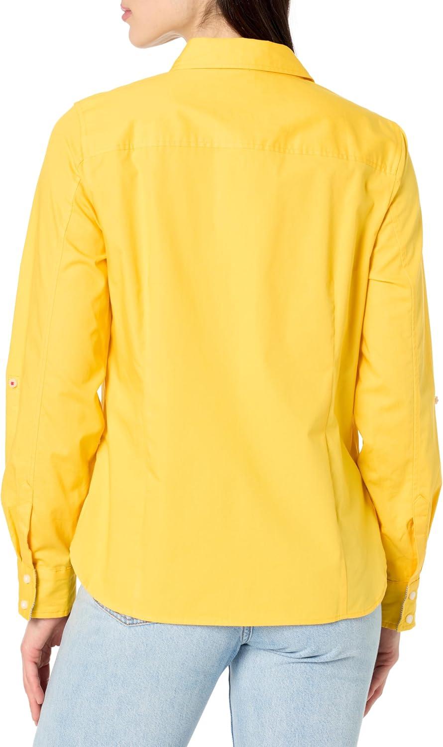 imageNautica Womens Button Front Long Sleeve Roll Tab ShirtDaffodil