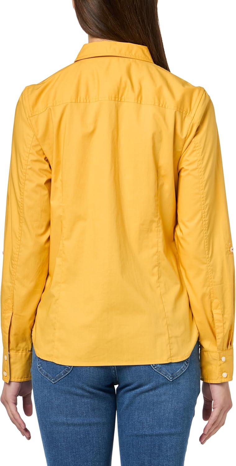 imageNautica Womens Button Front Long Sleeve Roll Tab ShirtDeep Maize