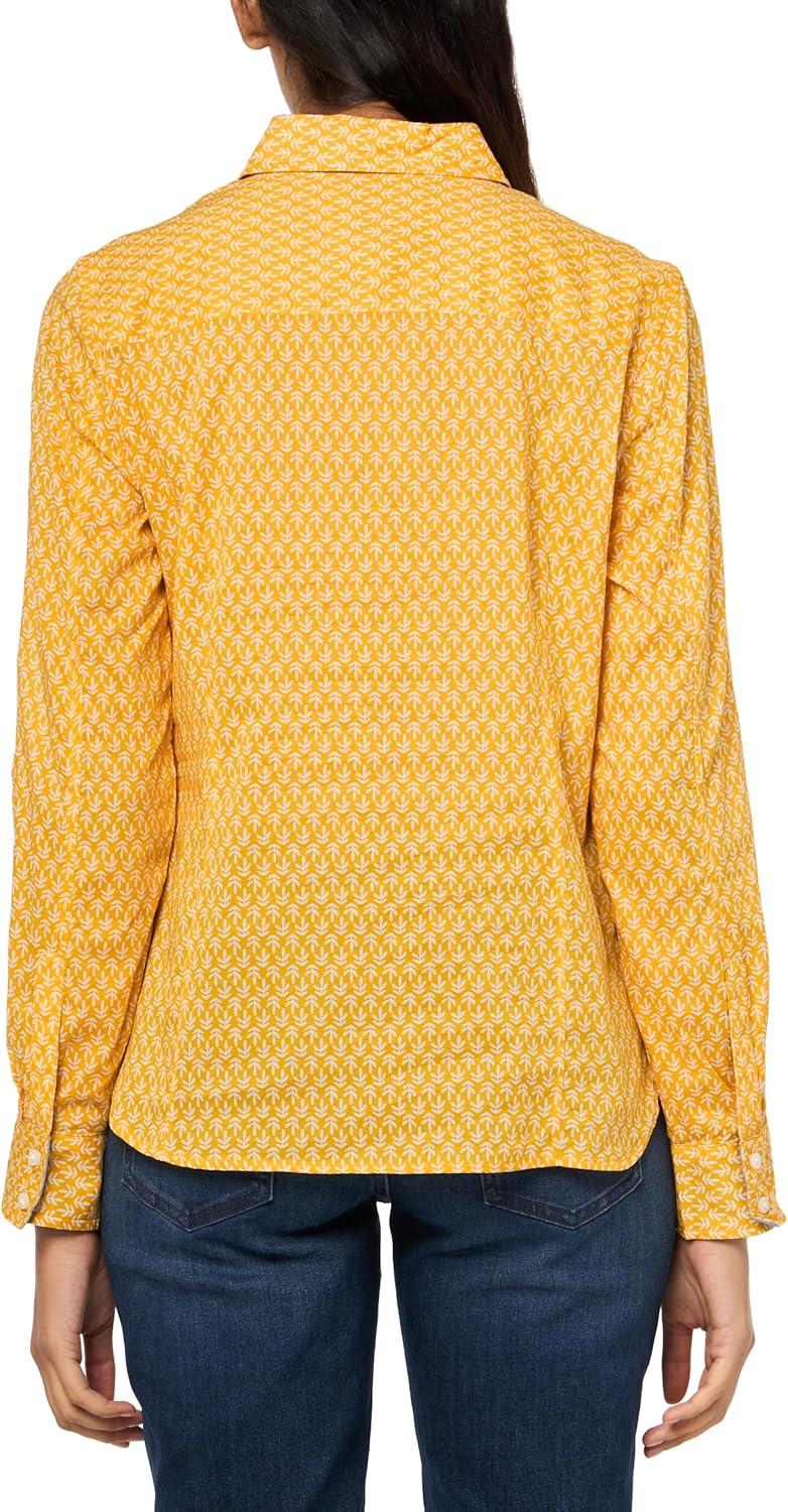 imageNautica Womens Button Front Long Sleeve Roll Tab ShirtGolden Glow Multi