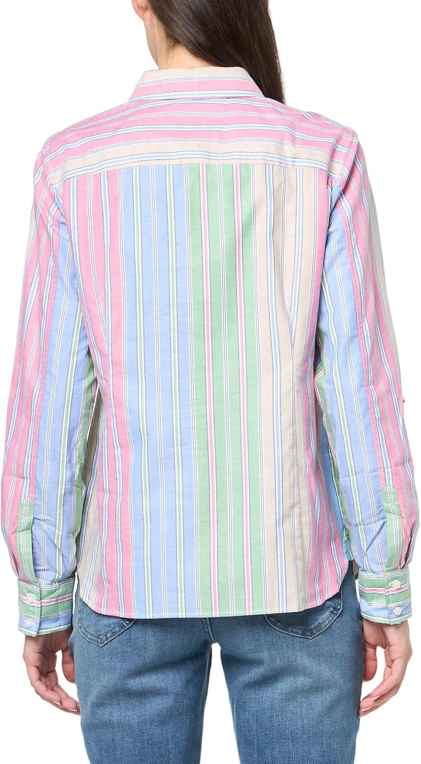 imageNautica Womens Button Front Long Sleeve Roll Tab ShirtGreen Multi