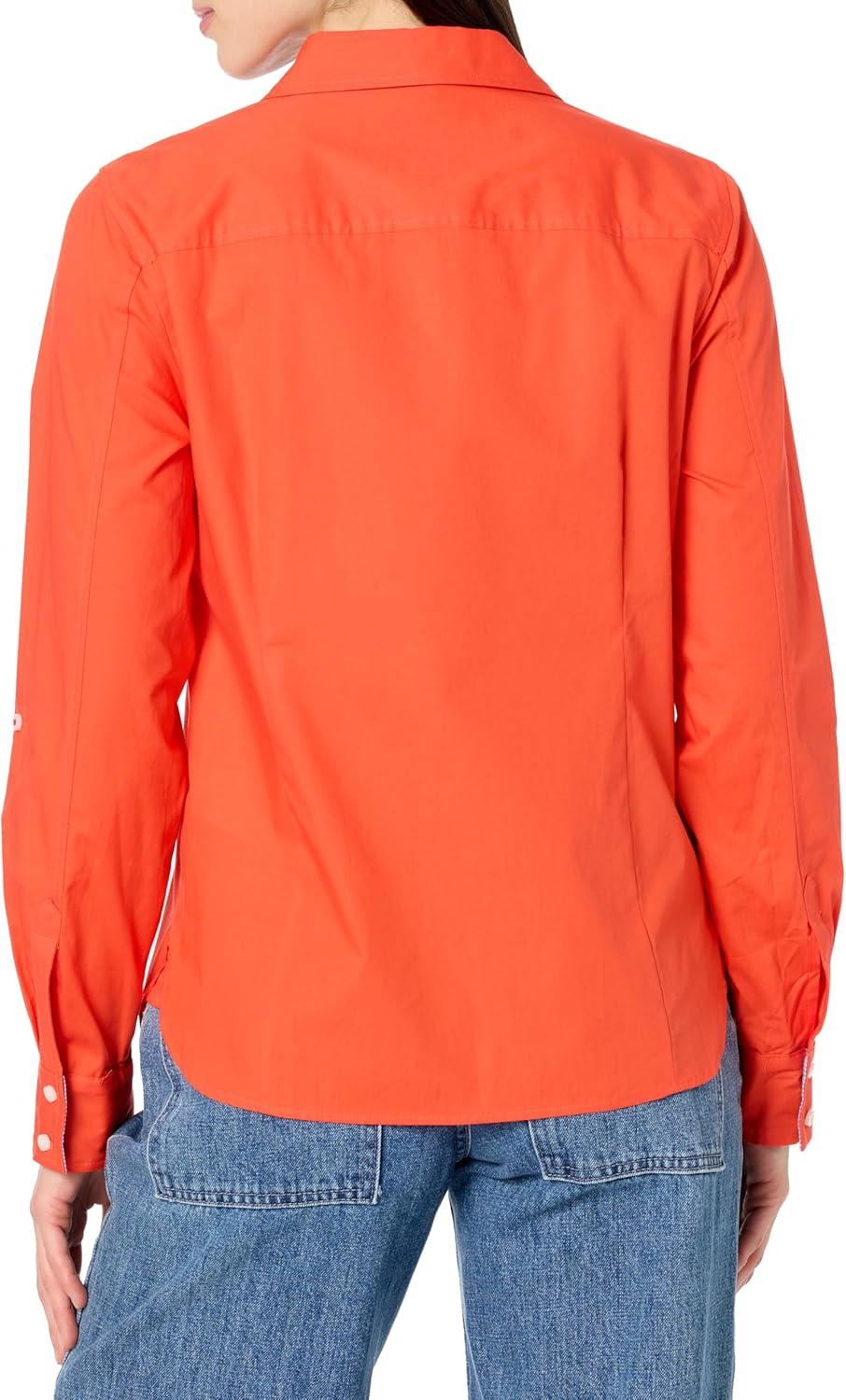 imageNautica Womens Button Front Long Sleeve Roll Tab ShirtGrenadine