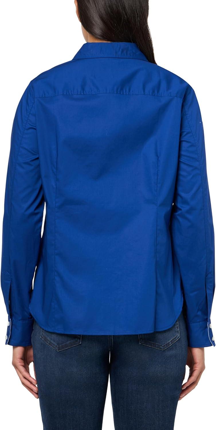 imageNautica Womens Button Front Long Sleeve Roll Tab ShirtMarina Blue